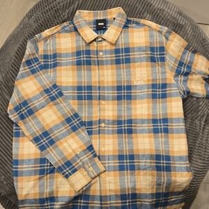 Kith Beige and Blue Checkered Men's Shirt